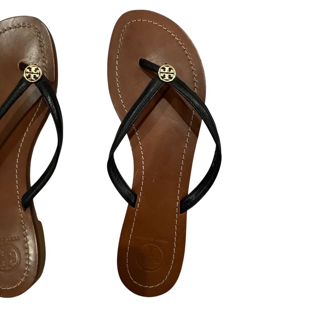 Tory Burch Miller Thong Sandal Lot 2 Pairs Womens 9 Black Silver Leather VGUC - Picture 6 of 16